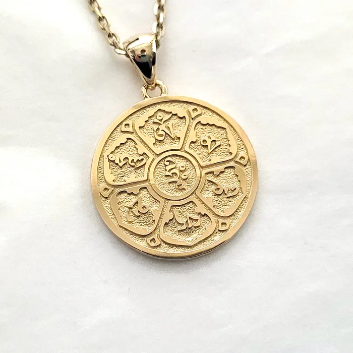 14k 18k gold lotus flower mantra om mani padme hum pendant necklace 2 carre dor Necklaces 14k 18k gold lotus flower mantra om mani padme hum pendant necklace 2 carre dor Necklaces