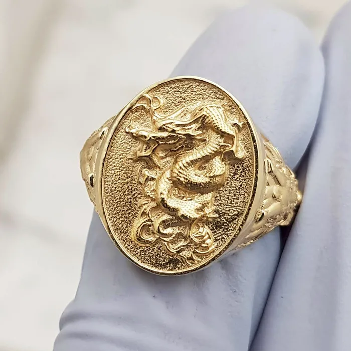 14k 18k gold oval korean dragon ring 3 carre dor Rings