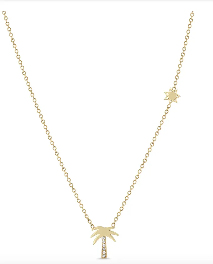 14K MIDI BITTY DIAMOND PALM TREE NECKLACE WITH ITTY BITTY SUN Zo Chicco Necklaces 14K MIDI BITTY DIAMOND PALM TREE NECKLACE WITH ITTY BITTY SUN Zo Chicco Necklaces