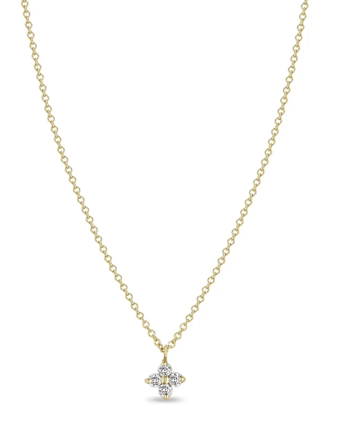 14K PRONG DIAMOND QUAD NECKLACE Zo Chicco Necklaces