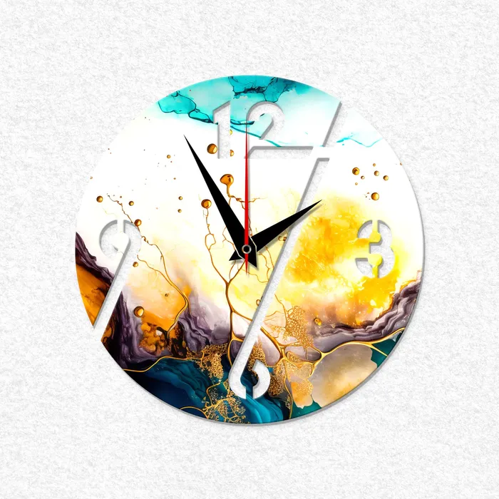 4 Digits MDF Wall Clock Base 50cm Dia Resin Art Hub Earrings