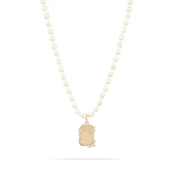 Adina Reyter Charm Necklaces Diamond Dog Tag Hinged Charm Lab Grown