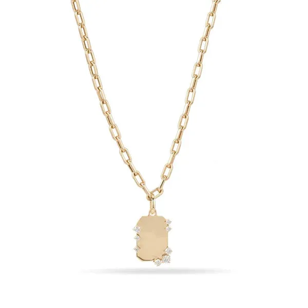 Adina Reyter Charm Necklaces Diamond Dog Tag Hinged Charm Lab Grown