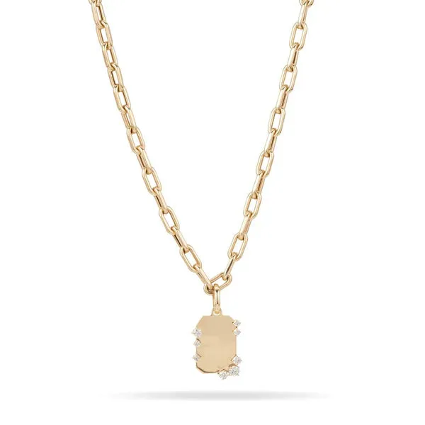 Adina Reyter Charm Necklaces Diamond Dog Tag Hinged Charm Lab Grown