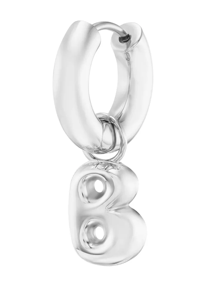 Alison Lou Jewels Silver Cloud Letter Huggie Earrings