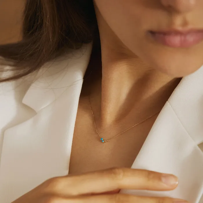 AURELIE GI AMIRA Turquoise White Sapphire Waterfall Necklace Necklaces