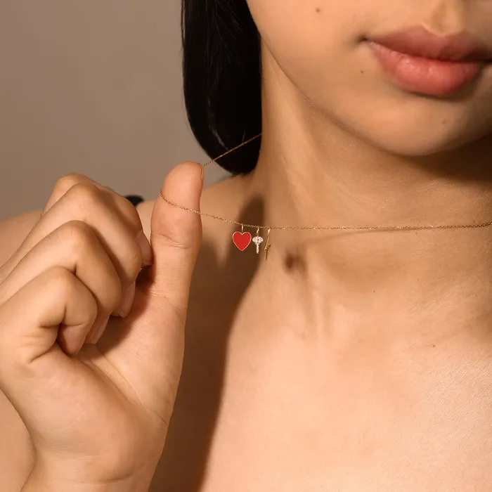 AURELIE GI Charm Necklaces TREASURE Diamond Key Charm