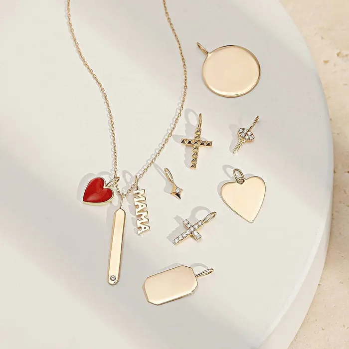 AURELIE GI Charm Necklaces TREASURE Diamond Key Charm