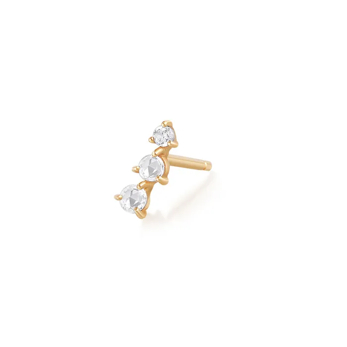 AURELIE GI Earrings CLARA Rose Cut Triple White Sapphire Stud Earring