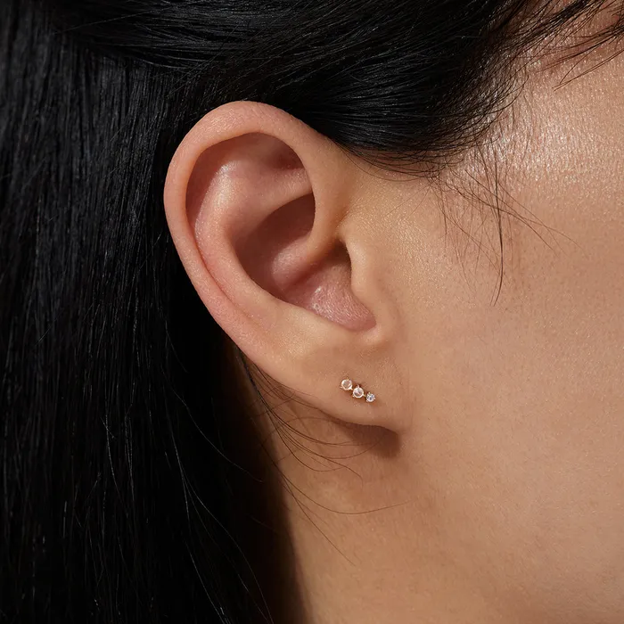AURELIE GI Earrings CLARA Rose Cut Triple White Sapphire Stud Earring
