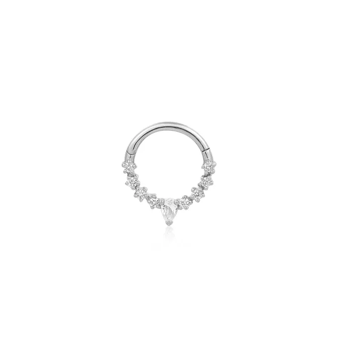AURELIE GI Earrings KALENA Pear and Round White Sapphire Clicker Hoop