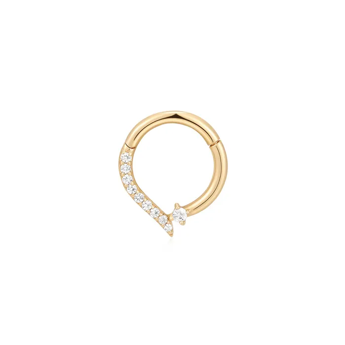 AURELIE GI Earrings LOU White Sapphire Swirl Clicker Hoop