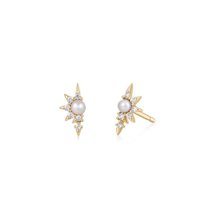 AURELIE GI Earrings NIXIE Pearl and White Sapphire Stud Earrings