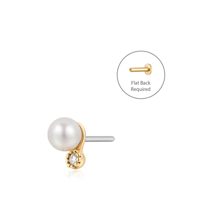 AURELIE GI Earrings NORAH Pearl Threadless Flatback Earring