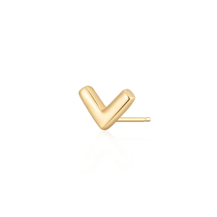AURELIE GI Earrings VICTORIA Gold Wishbone Stud Single Earring