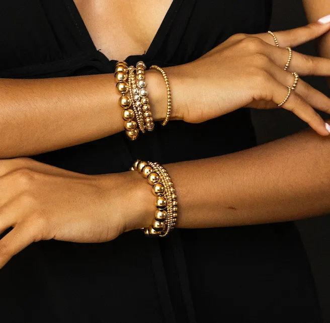 Bracelets Karen Lazar 3mm Yellow Gold Filled Bracelet With 4mm Sterling Silver