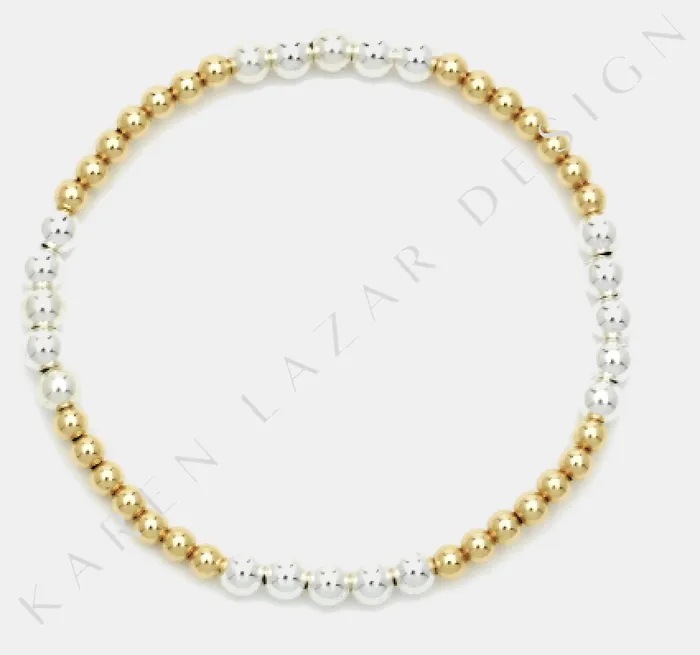 Bracelets Karen Lazar 3mm Yellow Gold Filled Bracelet With 4mm Sterling Silver