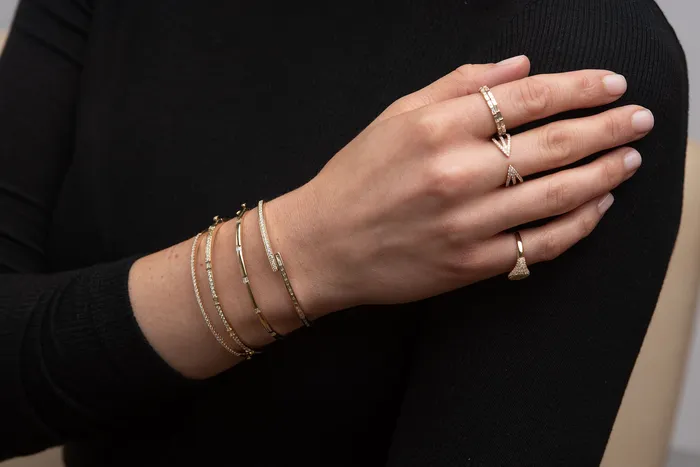 Bracelets Rachel Reid Round and Baguette diamond bangle Bracelets Rachel Reid Round and Baguette diamond bangle