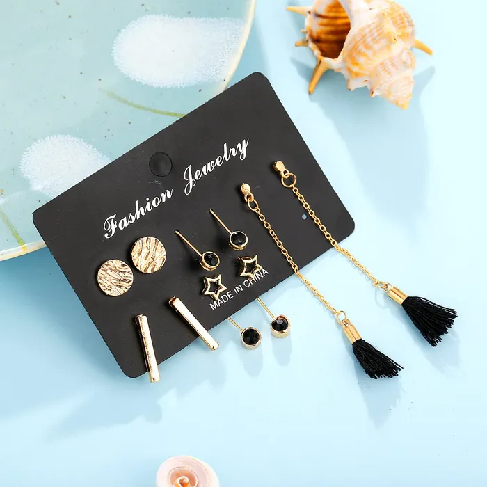 Bracelets Yellow Chimes Earrings Set for Women Combo of 5 Pairs Gold Plated Geometric Design Danglers Earrings for Women and Girls Yellow Chimes