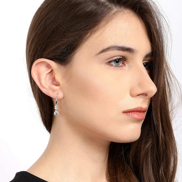 Bracelets Yellow Chimes Yellow Chimes Earrings for Women and Girls A5 High Grade White Crystal Drop Hoop Earrings Silver Toned Drop Earrings Birthday Anniversary Gift for Wife Birthday Gift for Girls Women