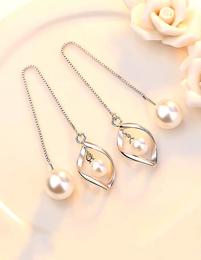 Bracelets Yellow Chimes Yellow Chimes Earrings for Women and Girls White Pearl Dangler Silver Tone Long Dangler Earrings Birthday Gift for girls and women Anniversary Gift for Wife