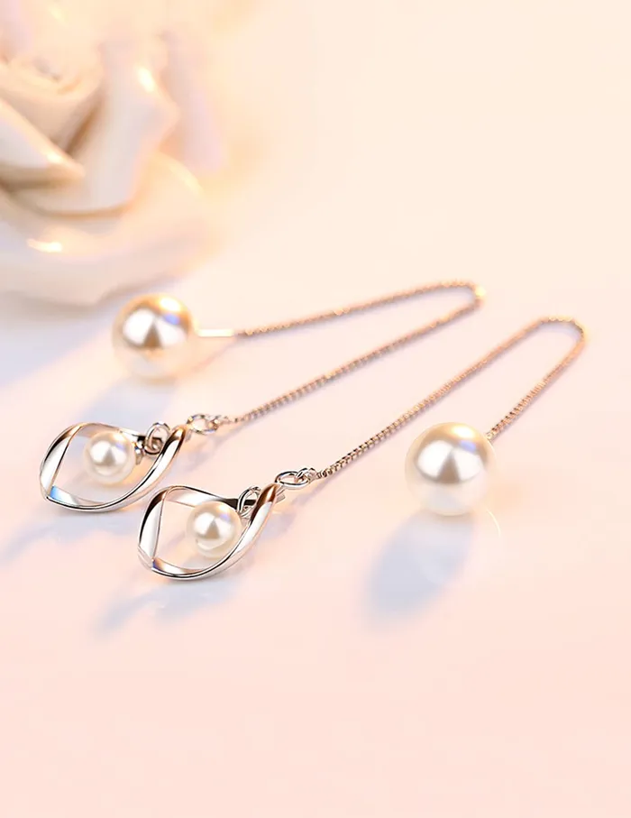 Bracelets Yellow Chimes Yellow Chimes Earrings for Women and Girls White Pearl Dangler Silver Tone Long Dangler Earrings Birthday Gift for girls and women Anniversary Gift for Wife