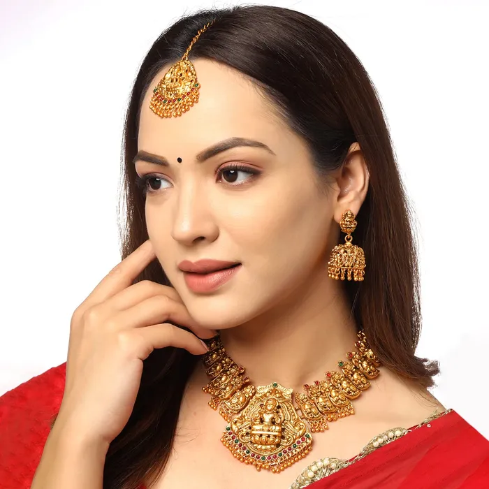 Bracelets Yellow Chimes Yellow Chimes Jewellery Set for Women Gold Plated Traditional Temple Jewelry Set Antique Necklace Set with Earrings and Maangtikka for Women and Girls JS 15 Bracelets Yellow Chimes Yellow Chimes Jewellery Set for Women Gold Plated Traditional Temple Jewelry Set Antique Necklace Set with Earrings and Maangtikka for Women and Girls JS 15