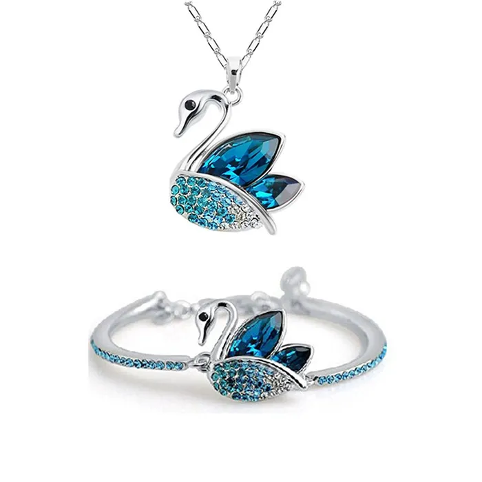 Bracelets Yellow Chimes Yellow Chimes Moxie Collection Swan Love Designer Blue Crystal Combo of Kadaa Bracelet and Pendant for Girls Women Bracelets Yellow Chimes Yellow Chimes Moxie Collection Swan Love Designer Blue Crystal Combo of Kadaa Bracelet and Pendant for Girls Women
