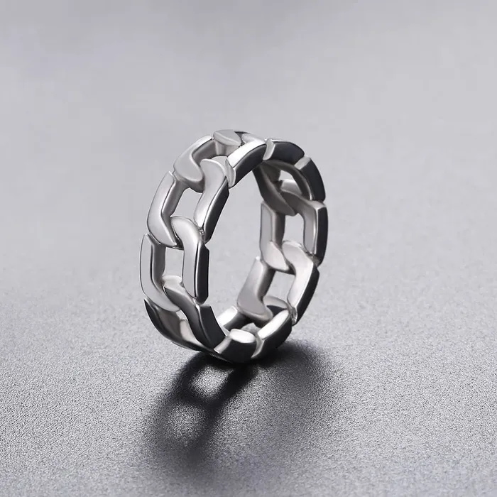 Bracelets Yellow Chimes Yellow Chimes Rings for Men Silver Chain Ring Stainless Steel Ring for Men and Boys
