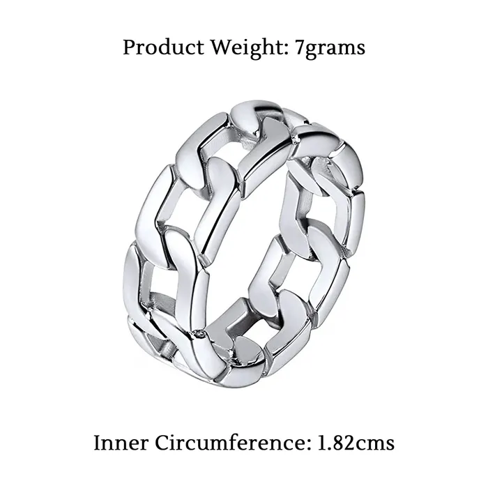 Bracelets Yellow Chimes Yellow Chimes Rings for Men Silver Chain Ring Stainless Steel Ring for Men and Boys