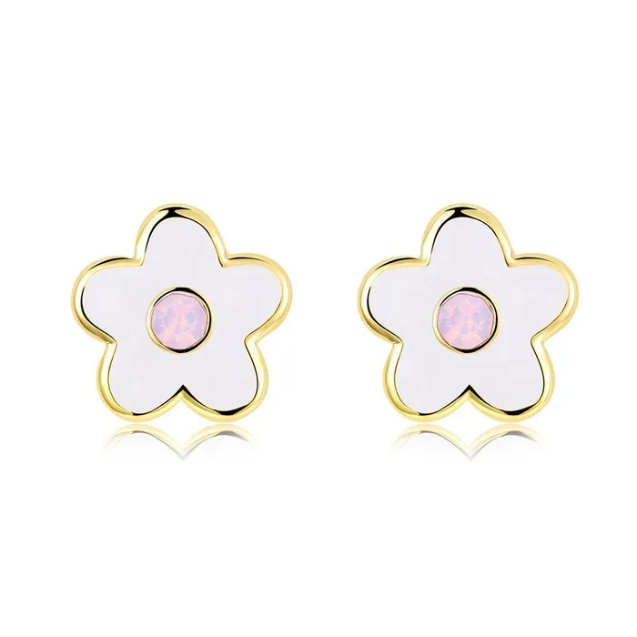 Bracelets Yellow Chimes YELLOW CHIMES White Flower High Grade Enamel 18K Gold Plated Austrian Crystal Earrings for Girls and Women Bracelets Yellow Chimes YELLOW CHIMES White Flower High Grade Enamel 18K Gold Plated Austrian Crystal Earrings for Girls and Women