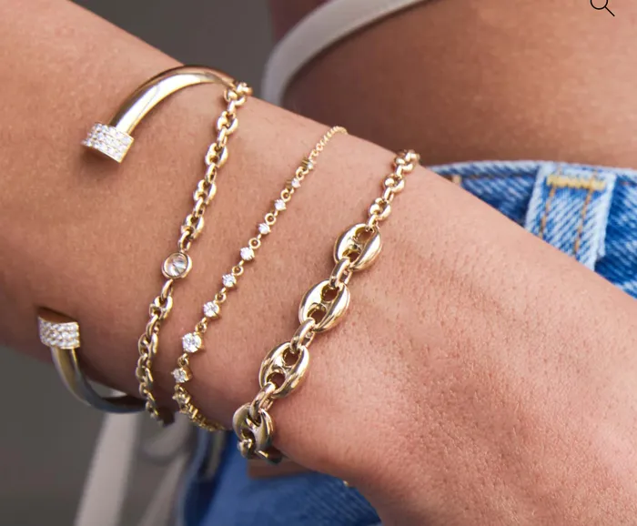 Bracelets Zoe Chicco 14K MIXED SMALL LARGE MARINER CHAIN WITH DIAMOND LINKS BRACELET Bracelets Zoe Chicco 14K MIXED SMALL LARGE MARINER CHAIN WITH DIAMOND LINKS BRACELET