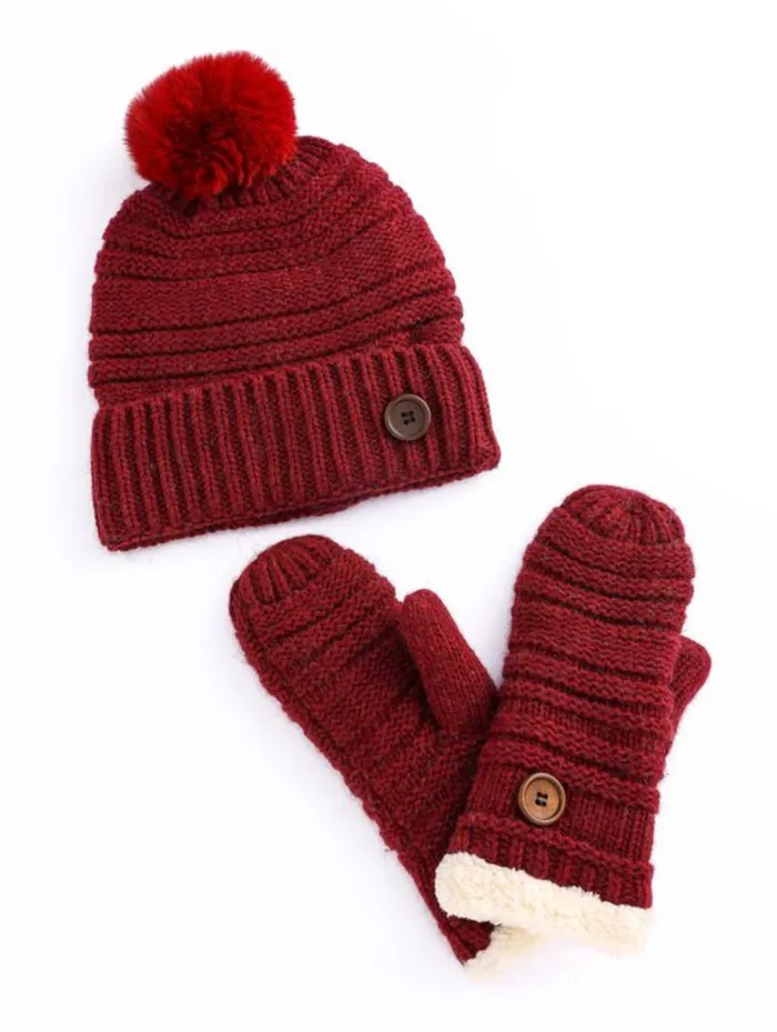 Burgundy Button Winter Accessories Candlewick Gift Shop Earrings