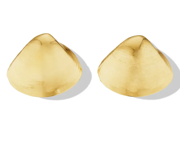 Cadar Earrings Yellow Gold Large Shell 70s Stud Earrings