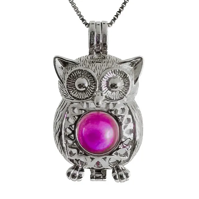 Cage Pendant 925 Sterling Silver Owl Wide Eye CPST008 Necklaces