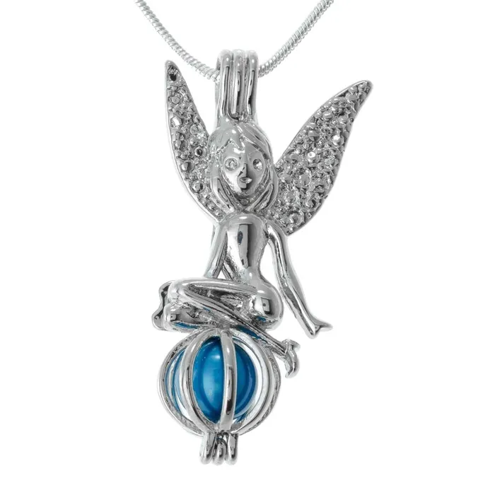 Cage Pendant Silver Plated Fairy CPSP240 Necklaces