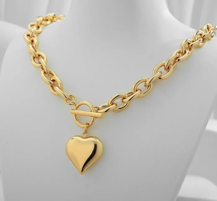 Candlewick Gift Shop Necklaces Puffy Heart Chain Choker Necklace Gold