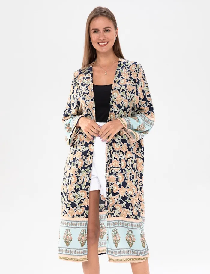 Candlewick Gift Shop Rings Black Floral Kimono One Size