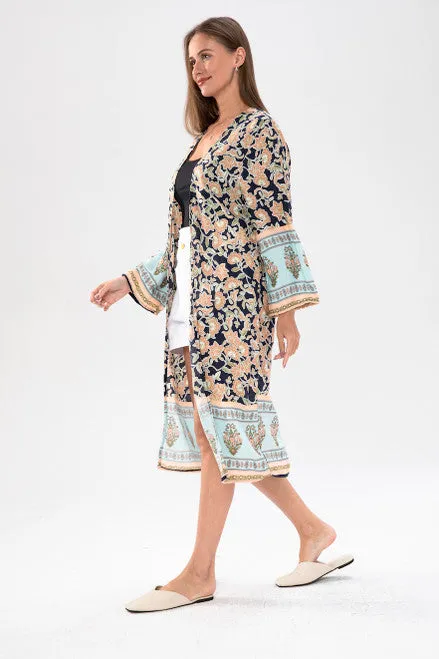 Candlewick Gift Shop Rings Black Floral Kimono One Size Candlewick Gift Shop Rings Black Floral Kimono One Size