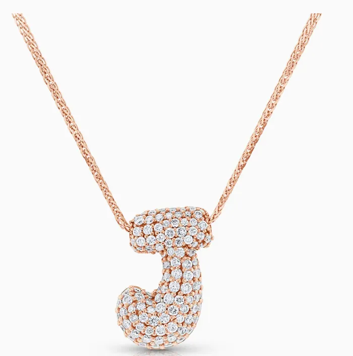 Carbon Hyde Mini Diamond Bubble Letter Necklace Necklaces