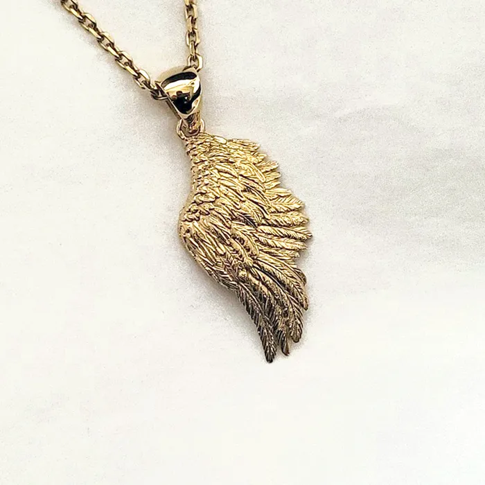 carre dor 18k 14k gold angel wing pendant necklace 1 Large Necklaces