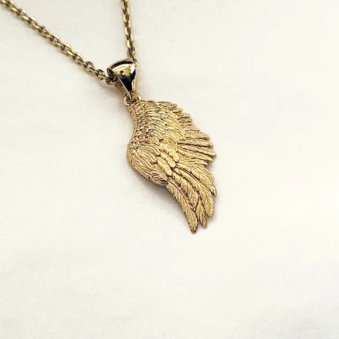 carre dor 18k 14k gold angel wing pendant necklace 1 Large Necklaces