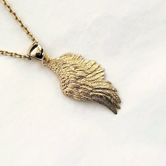 carre dor 18k 14k gold angel wing pendant necklace 1 Large Necklaces