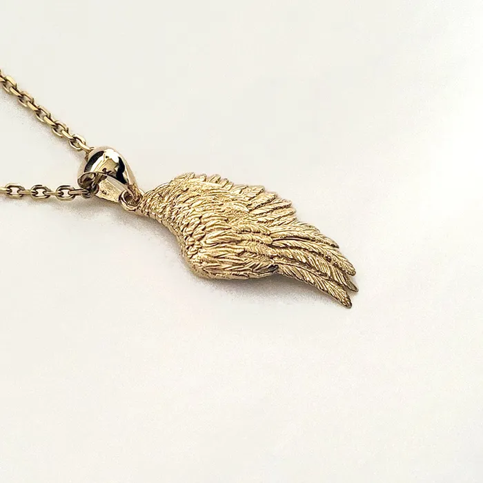 carre dor 18k 14k gold angel wing pendant necklace 1 Large Necklaces