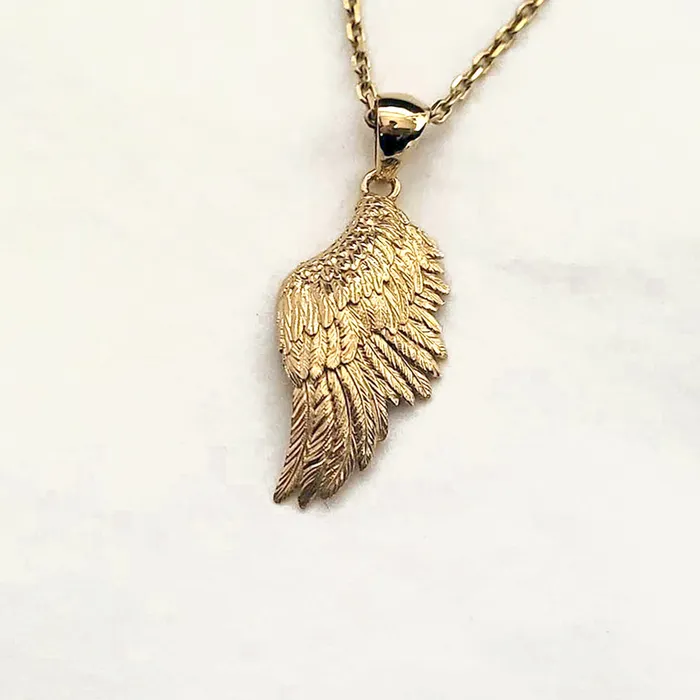 carre dor 18k 14k gold angel wing pendant necklace 1 Large Necklaces