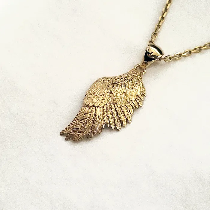carre dor 18k 14k gold angel wing pendant necklace 1 Large Necklaces
