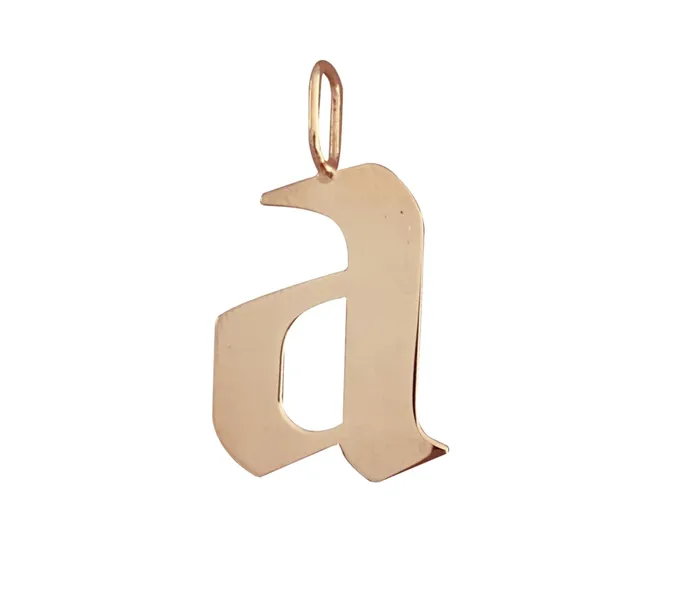 Charm Necklaces Large Gold Gothic Initial Charm Alev