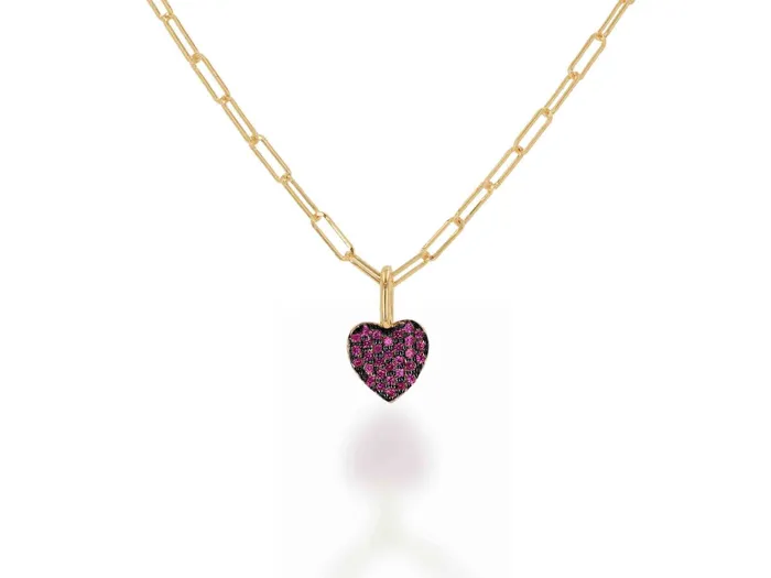 Charm Necklaces Mini Ruby Pave Heart Charm Rachel Reid