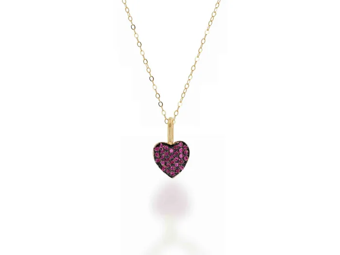 Charm Necklaces Mini Ruby Pave Heart Charm Rachel Reid Charm Necklaces Mini Ruby Pave Heart Charm Rachel Reid