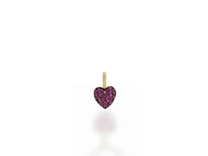 Charm Necklaces Mini Ruby Pave Heart Charm Rachel Reid Charm Necklaces Mini Ruby Pave Heart Charm Rachel Reid